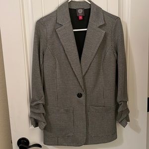 Vince Camuto Ruched Sleeve Houndstooth Blazer Size 4